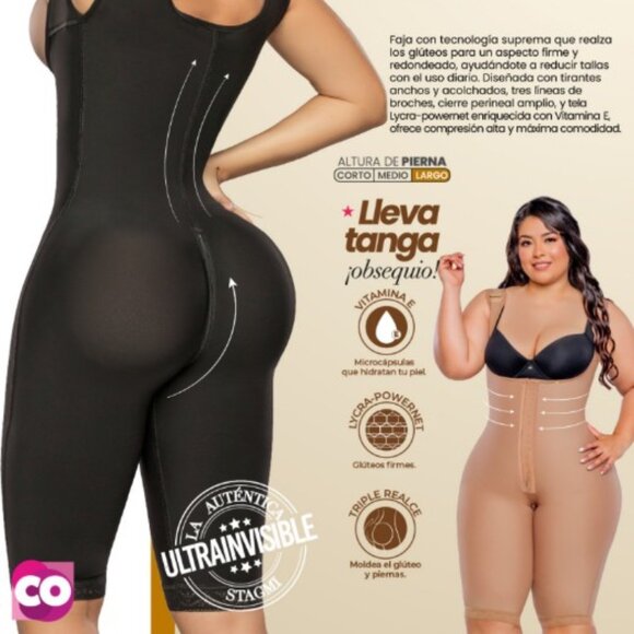 Stagmi Fajas Afrodita Set SMI7132 & Thong Full Body Girdle Shaper Bodysuit Small - Picture 7 of 17